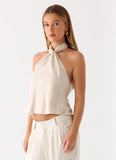 Maddox Linen Top Oat