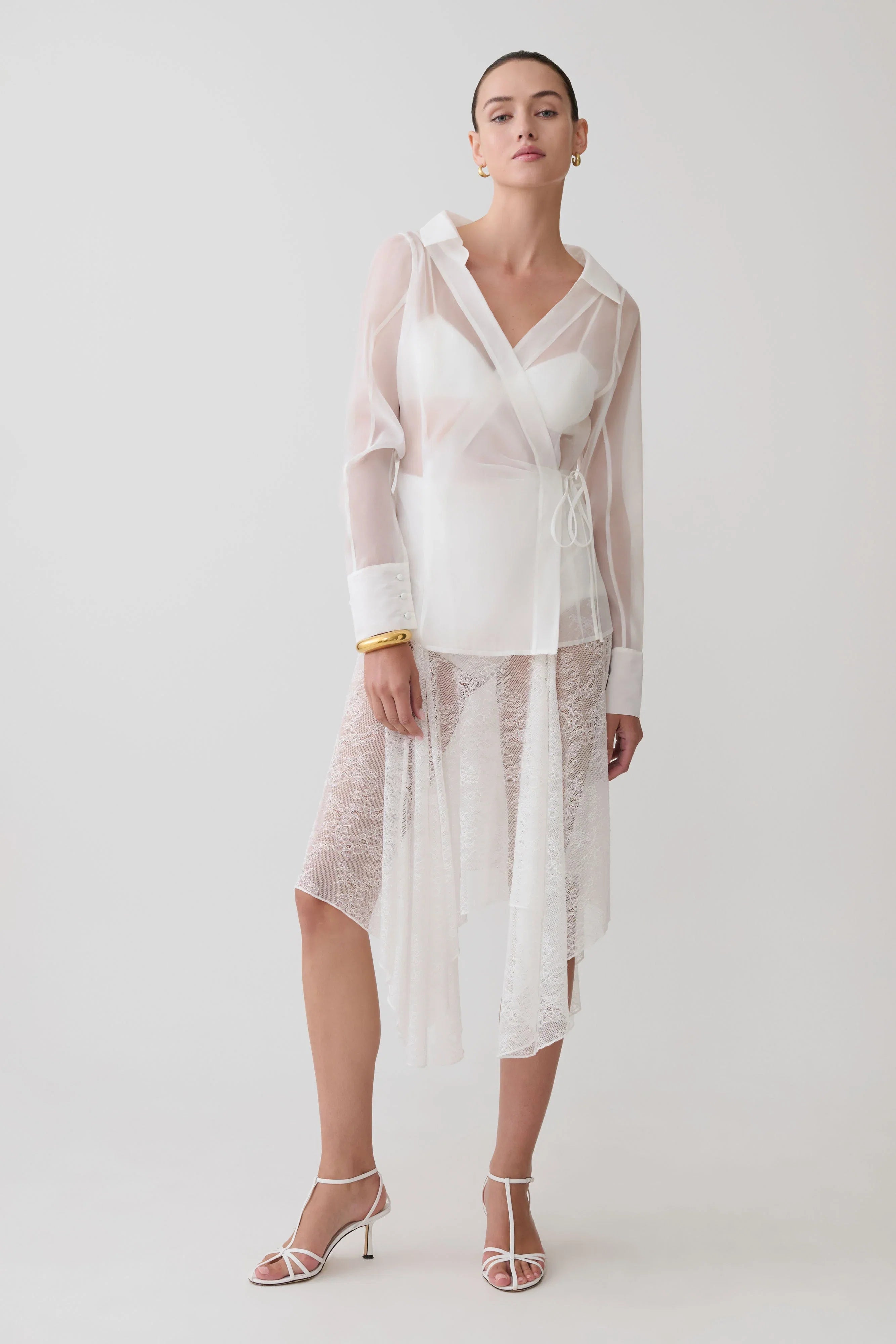Haime Lace Hankie Midi Skirt Ivory