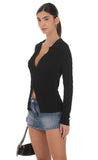 Textured Ribbed Top in Black