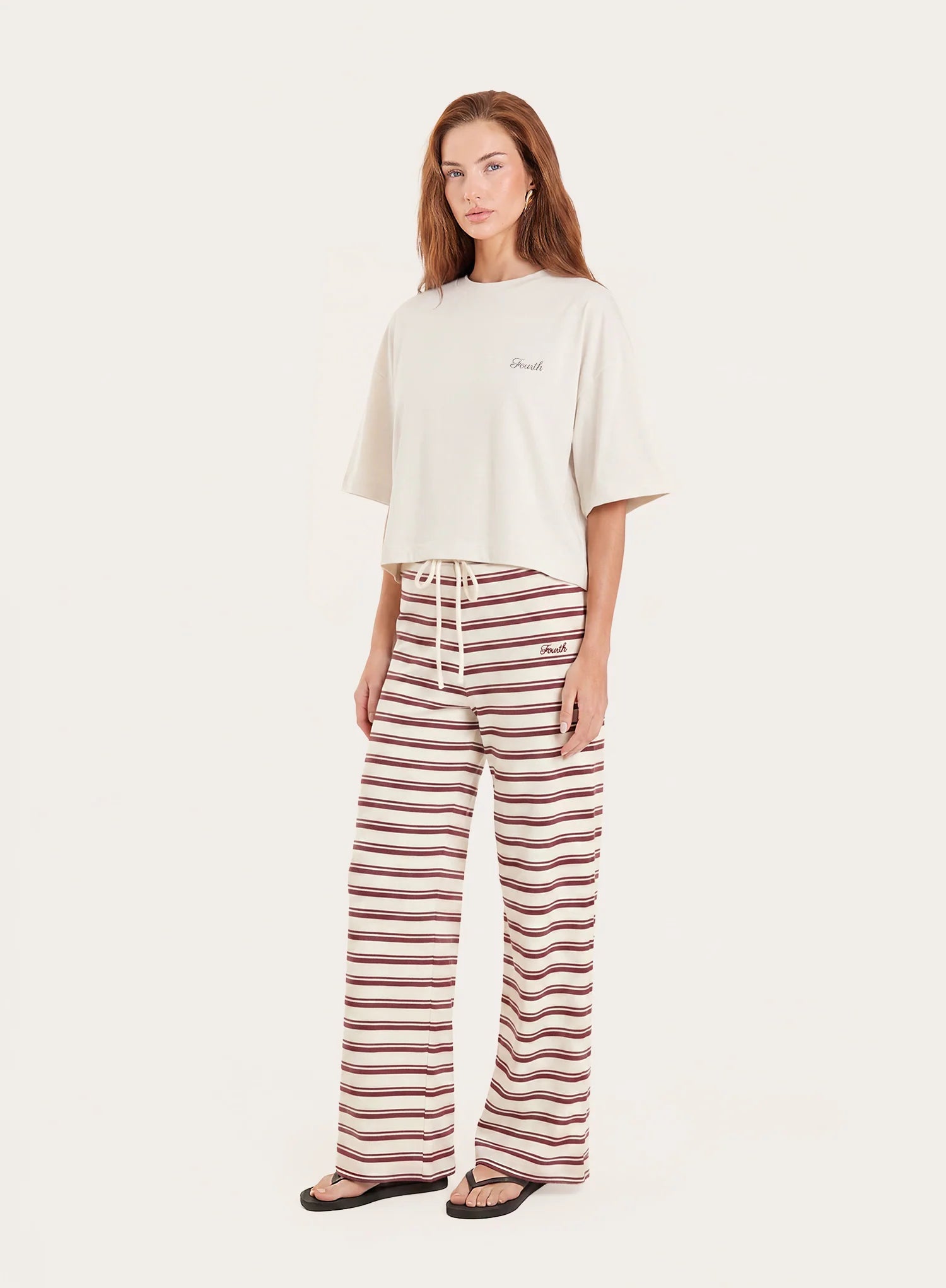 Cream Fourth Printed Cropped T Shirt