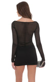 Sheer Striped Cutout Dress in Black
