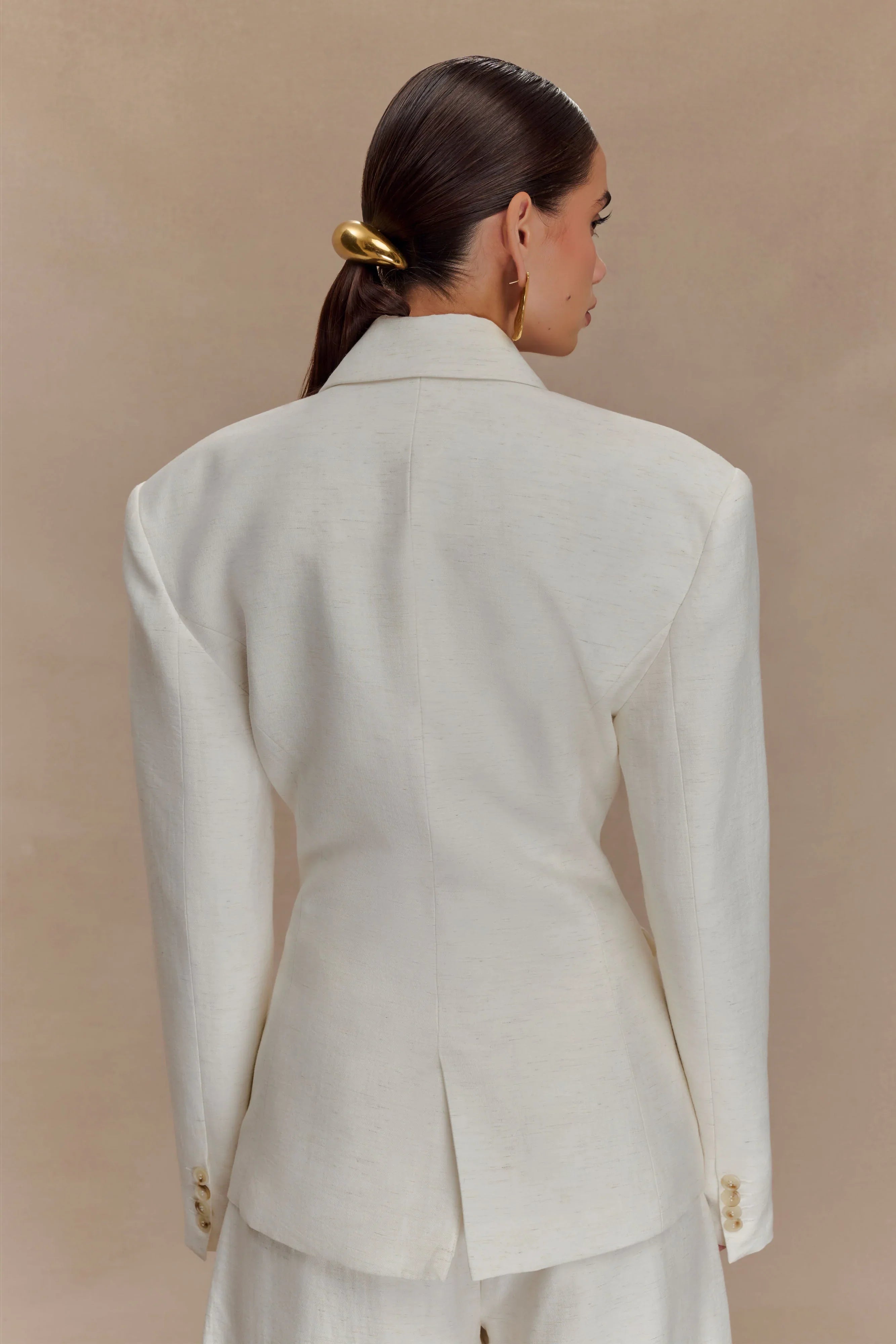 Jameson Cinched Linen Blazer Oat Marle