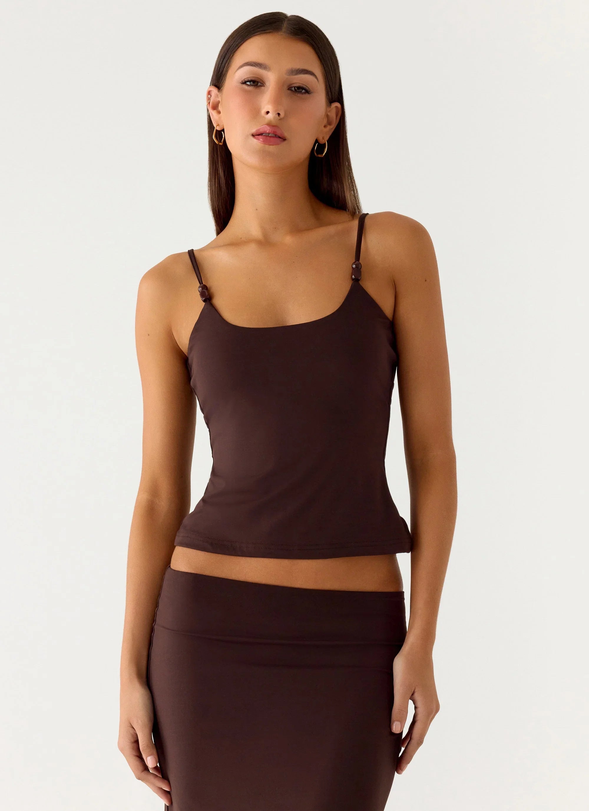 Garrix Bead Cami Top Chocolate
