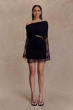Luxie Lace Knit Mini Dress Black