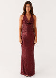 Treasured Sequin Maxi Dress Fuchsia