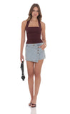 Halter Ruched Top in Burgundy
