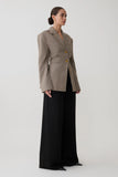 Mila Shaped Blazer Tan Check