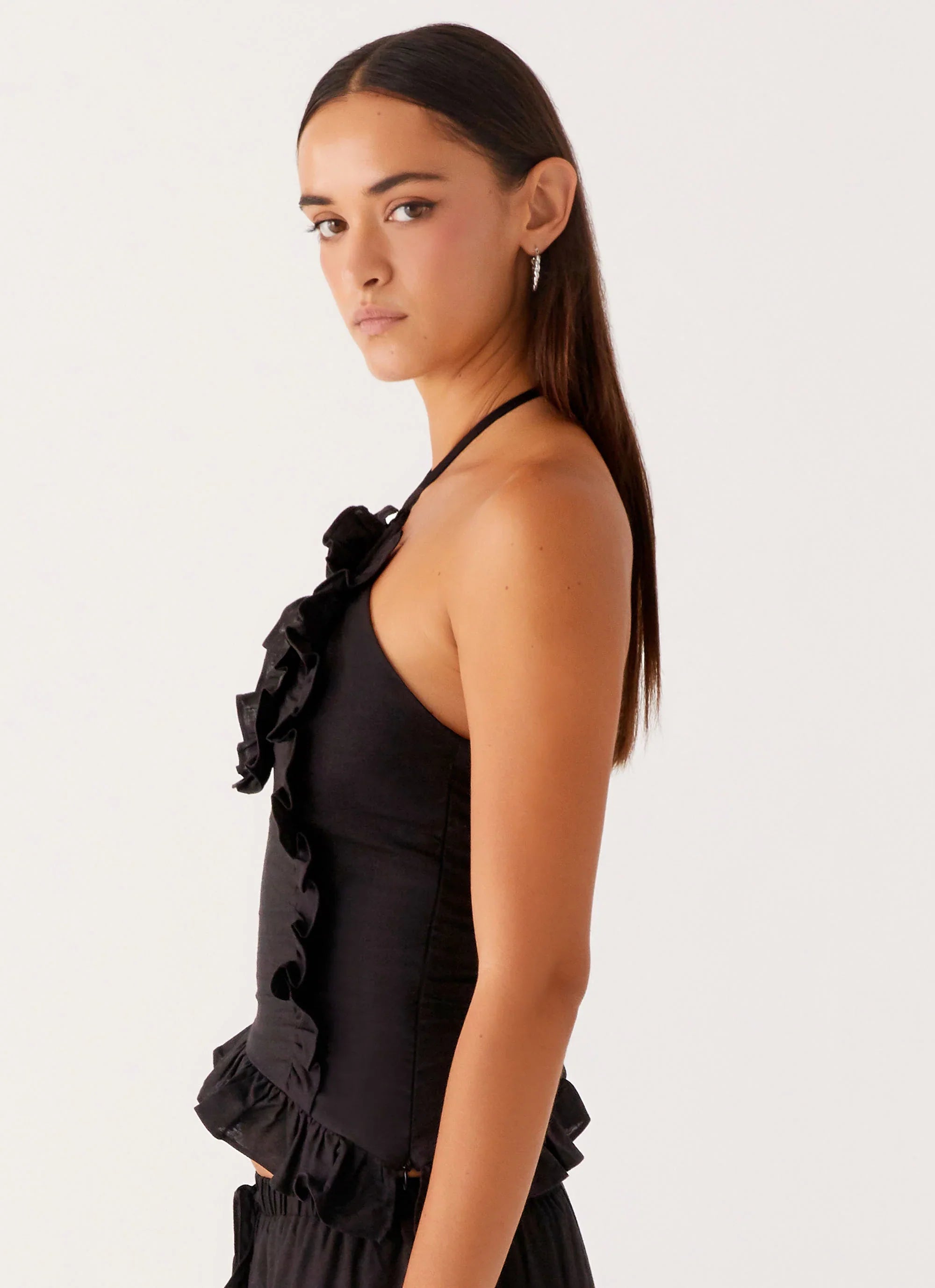 Mariella Linen Top Black