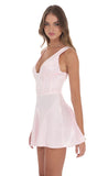 Satin V Neck Corset Dress in Pink