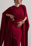 Ilaria Berry Cape Sleeve Split Maxi Dress