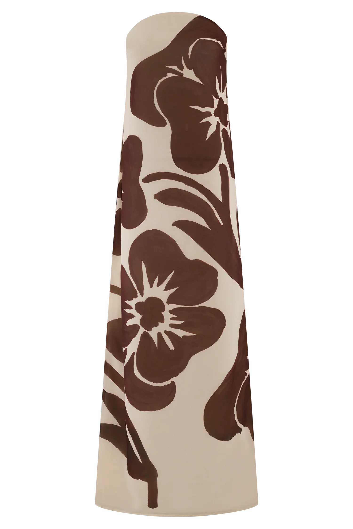 Amaya Strapless Chiffon Maxi Dress Brown Deco Fleur Print
