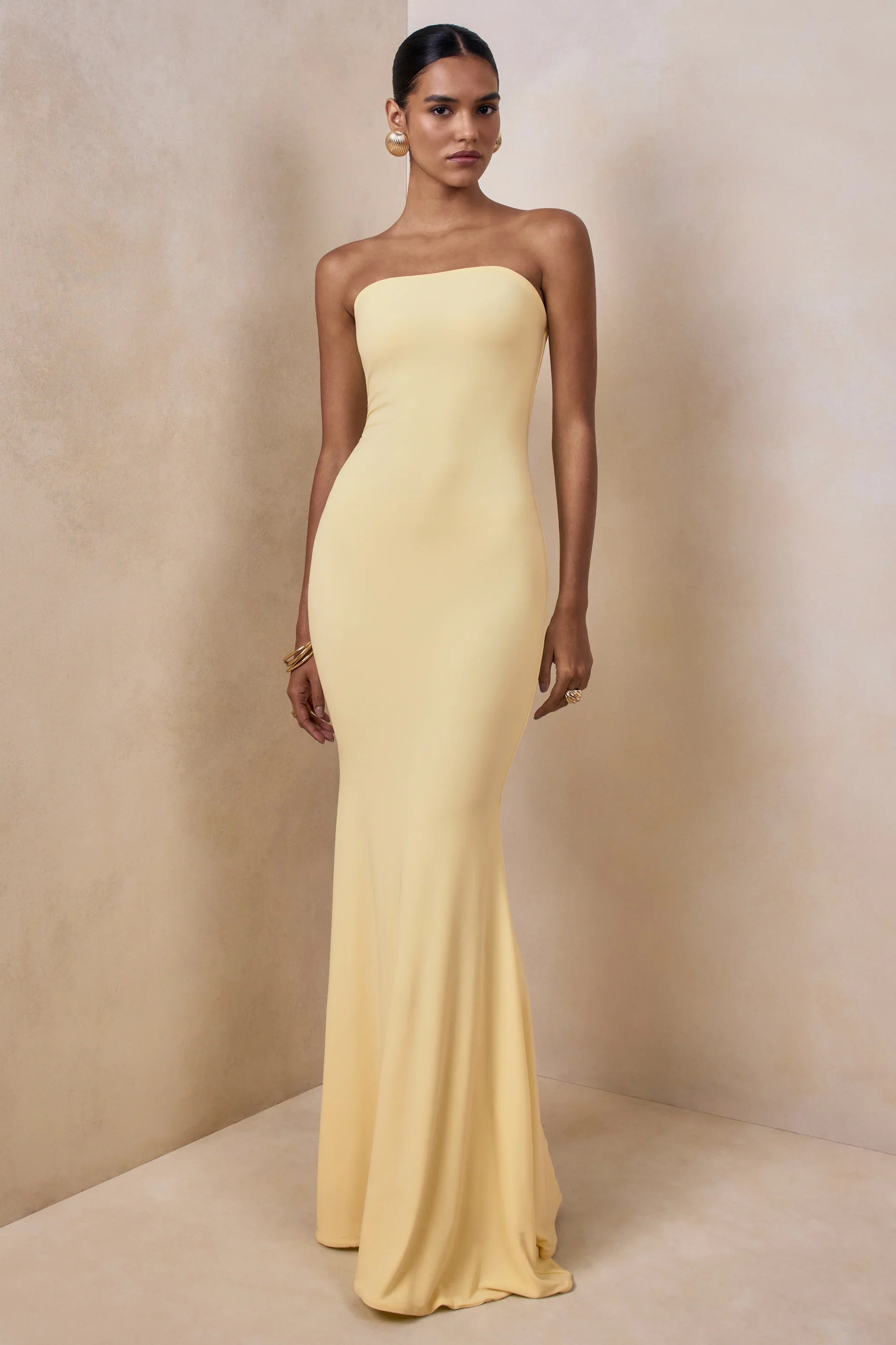 Ceremony Lemon Bandeau Maxi Dress