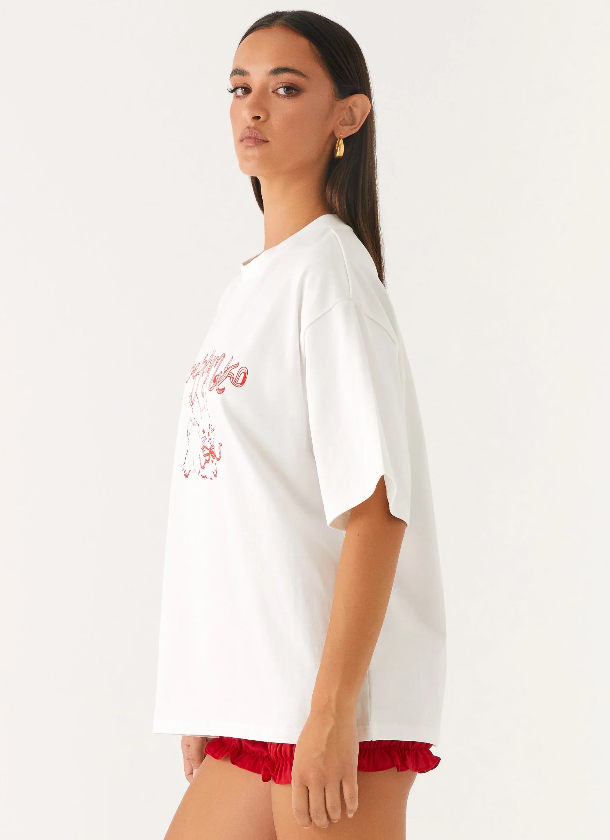 Born To Have Fun Oversized Graphic Tee Pink Bunny