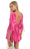 Velvet Baby Doll Dress in Hot Pink
