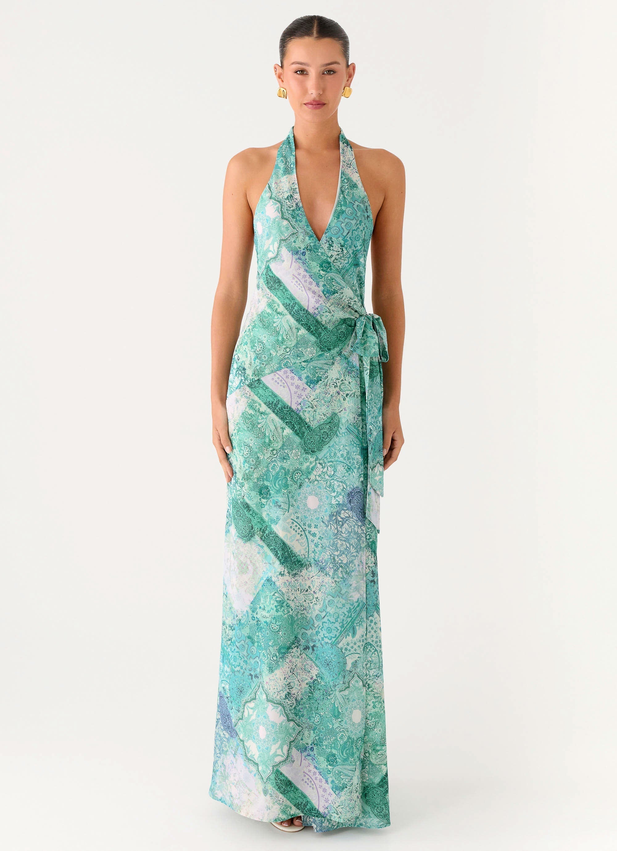 So Chic Maxi Dress Green Paisley