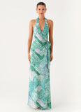 So Chic Maxi Dress Green Paisley