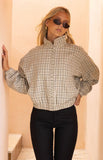 Lee Beige Plaid Funnel Neck Jacket PRE ORDER