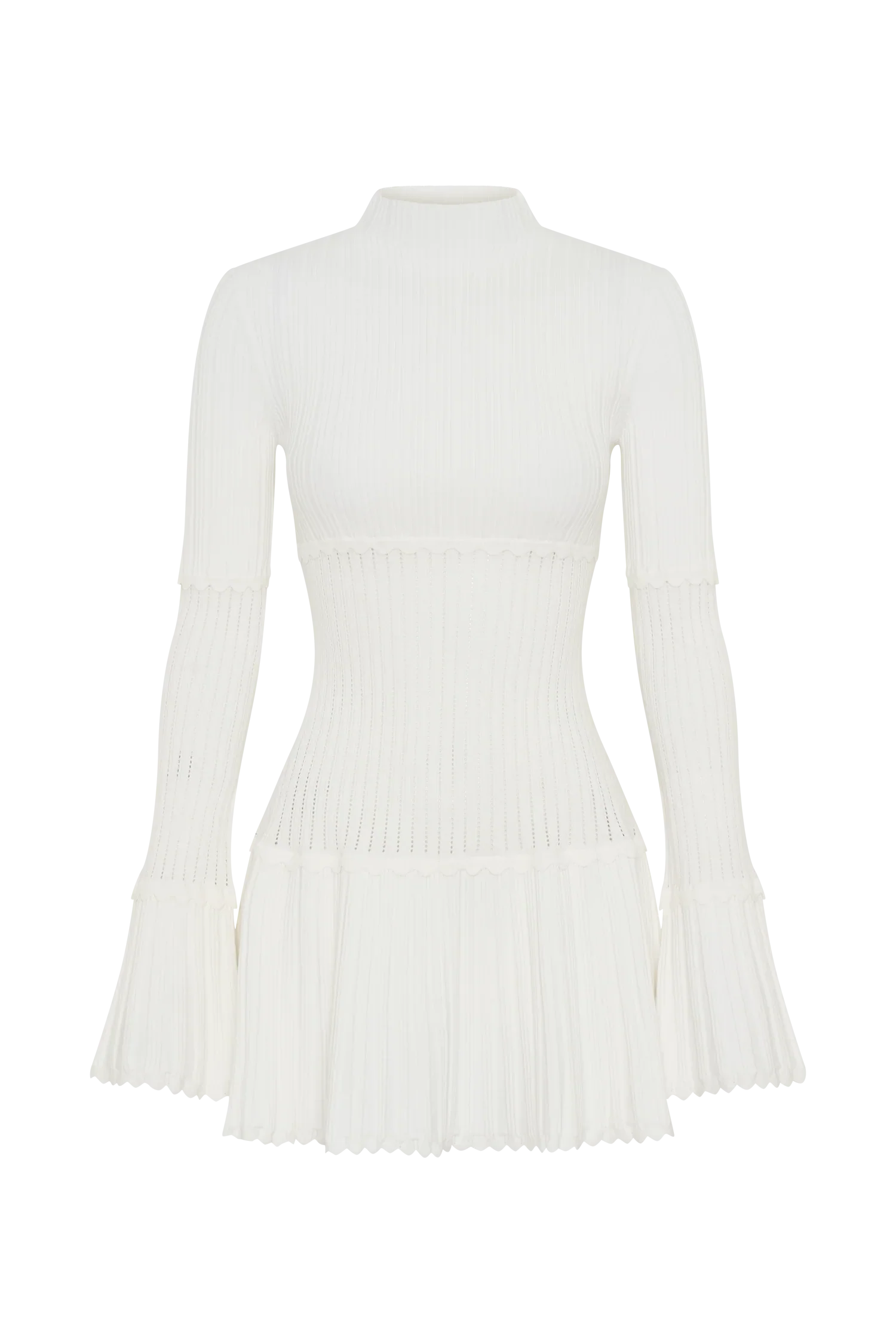 Adena Pointelle Knit Mini Dress Ivory