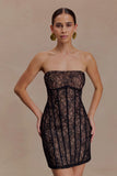 Jeannette Panelled Lace Mini Dress Black
