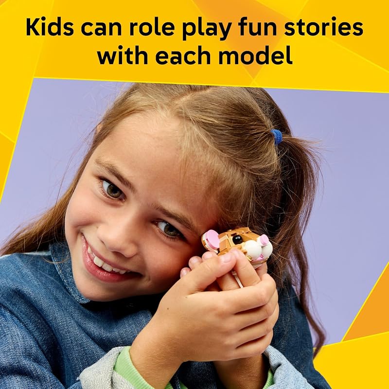 LEGO Creator 3 in 1 Cute Hamster with a Flower Building Toy for Girls Boys Ages 7 Kids Build a Hamster Hedgehog or Eagle Animal Figure Gift Idea for Birthdays 31376