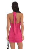 Ruched Bodycon Dress in Hot Pink
