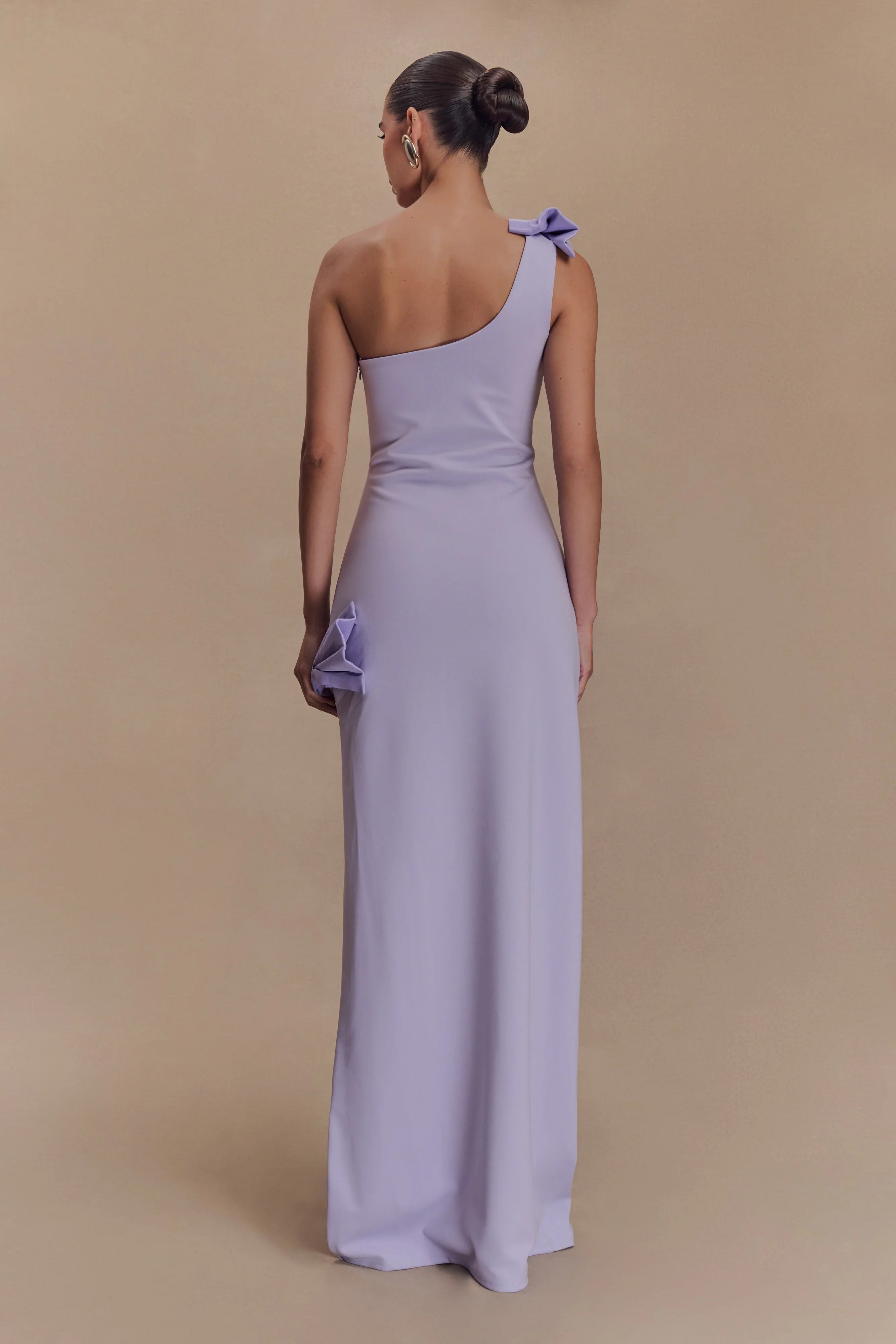 Hallie One Shoulder Bow Maxi Dress Lilac