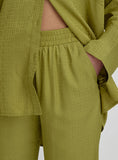 Green Jacquard Satin Print Trouser