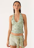 Talk Too Much Halter Top Wispy Fern