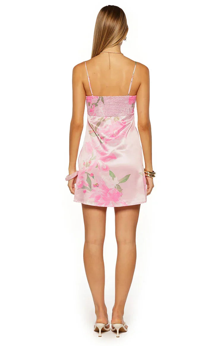 Chantell Pink and Green Floral Mini Dress