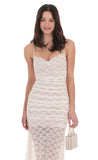 Lace Ruched Mermaid Dress in White
