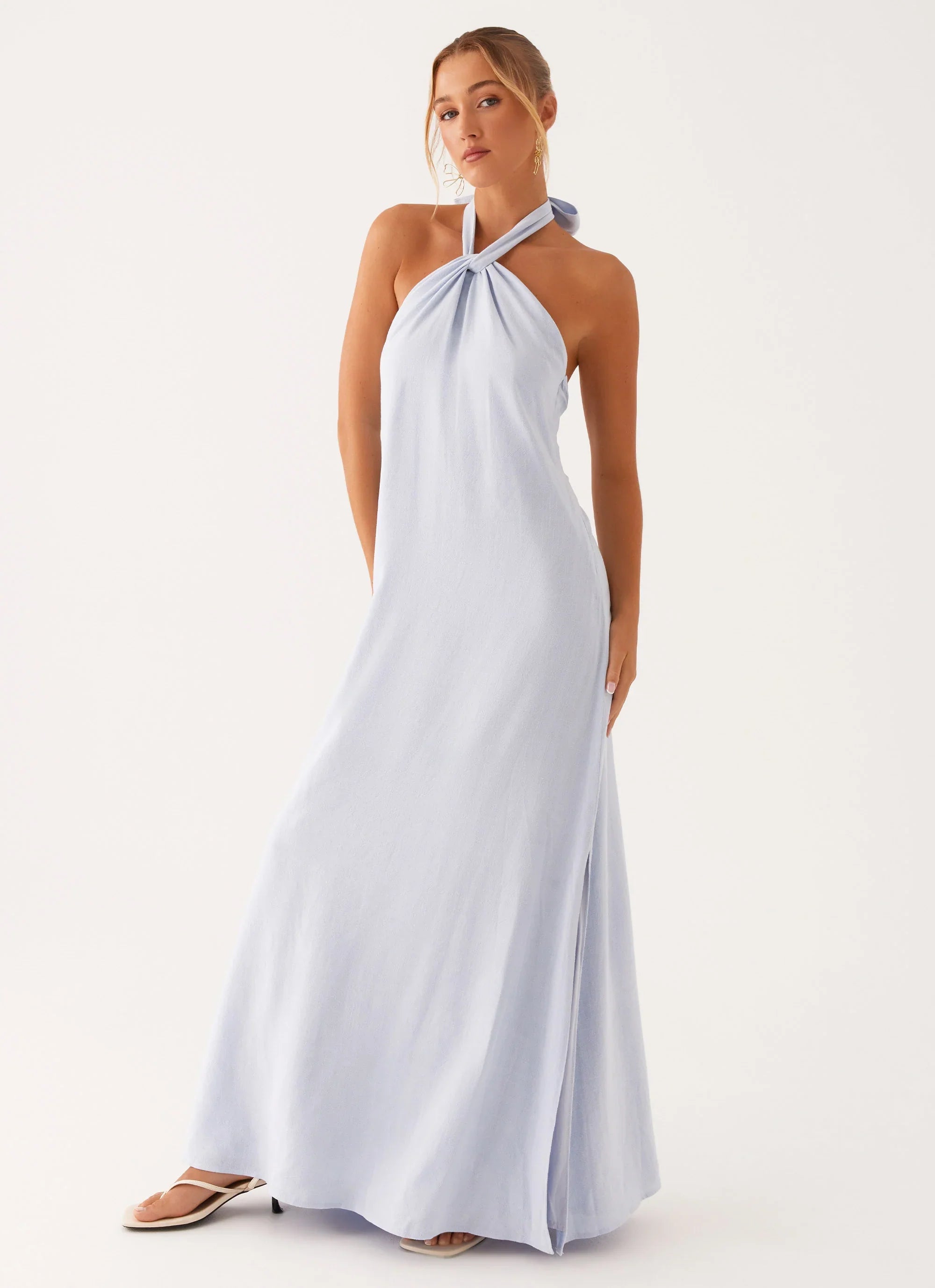 Golden Child Linen Maxi Dress Blue