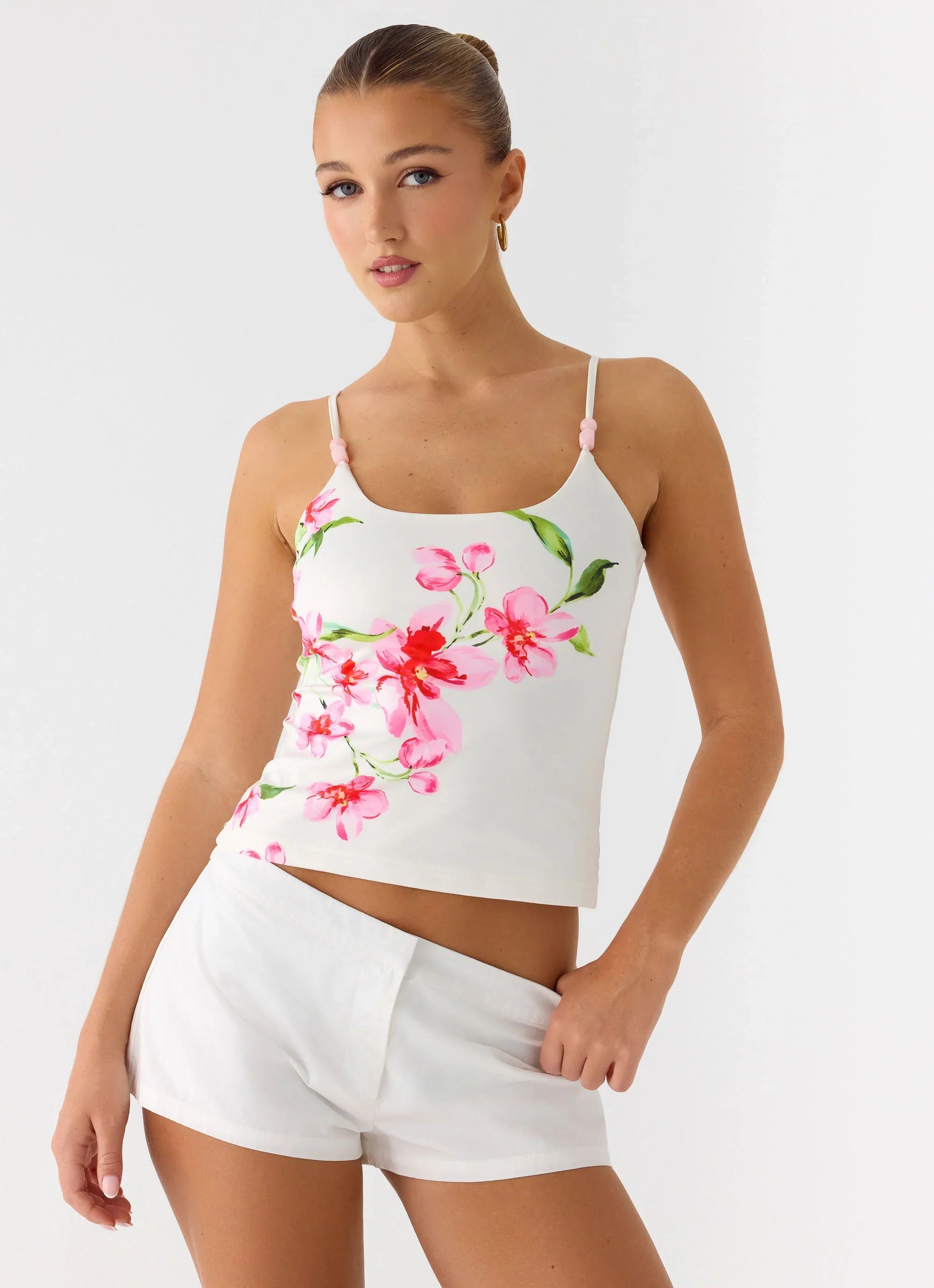Garrix Bead Cami Top Ivory Reef