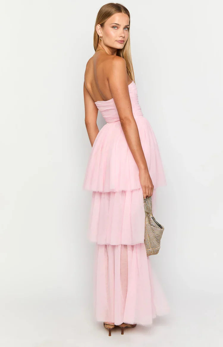 Avery Pink High Low Maxi Dress