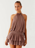Dopamine Belt Mini Dress Taupe