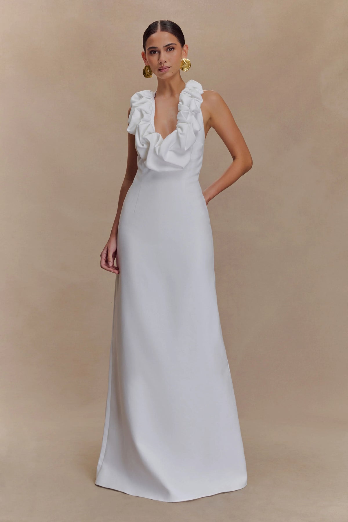 Carolyn Linen Bubble Maxi Dress White