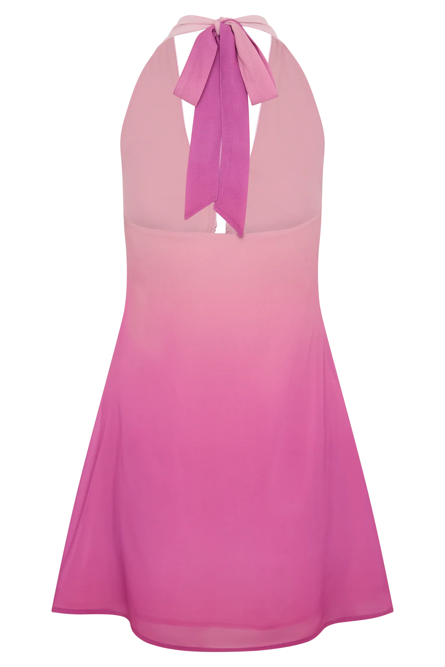 Malakhai Chiffon Halter Mini Dress Ombre Pink