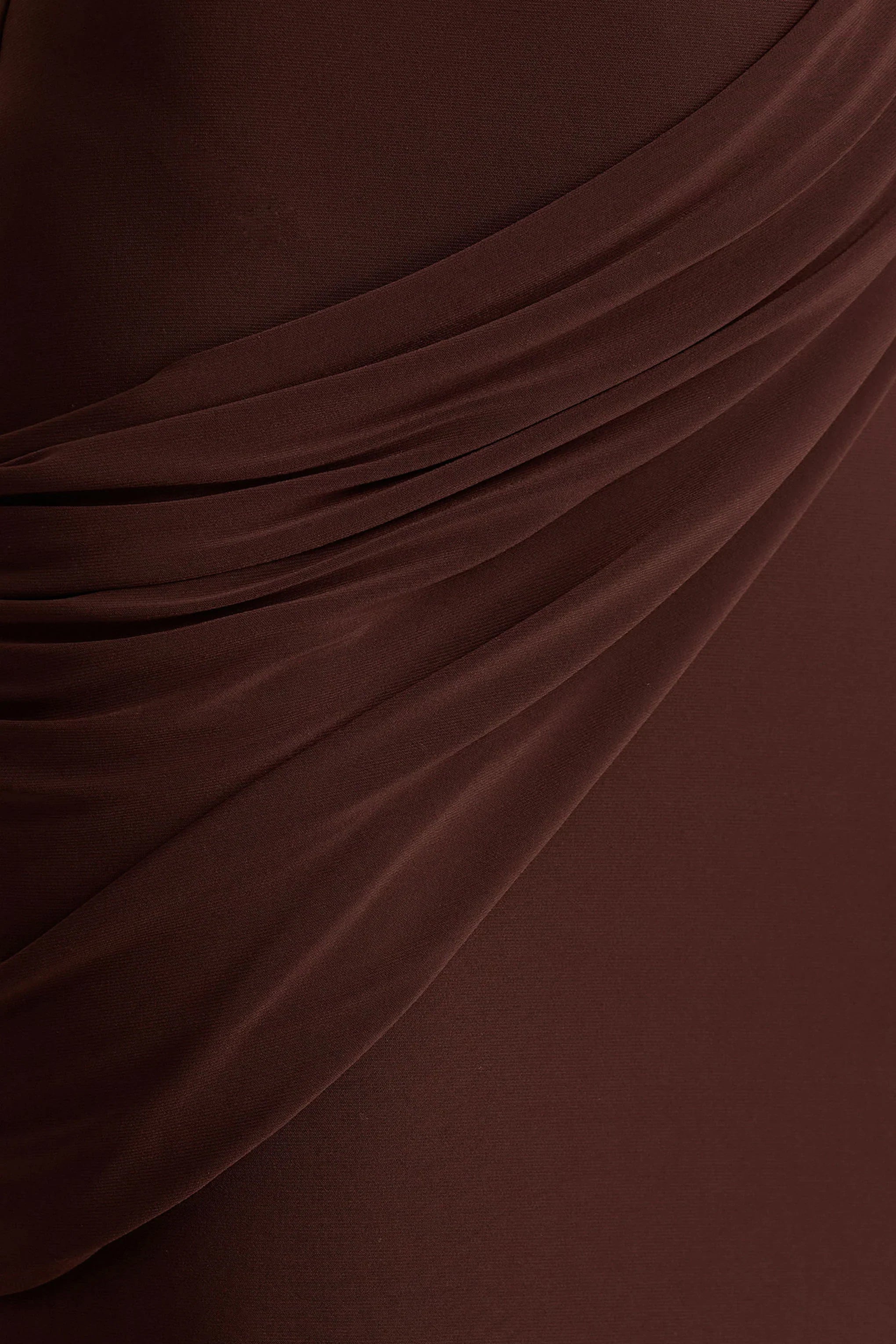 Tropic Brown High Neck Maxi With Long Cape Sleeve