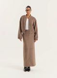 Brown Wool Effect Maxi Skirt