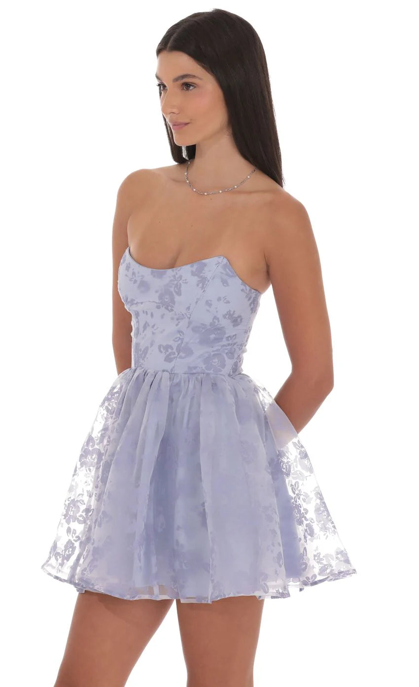 Floral Corset A line Dress in Lavender