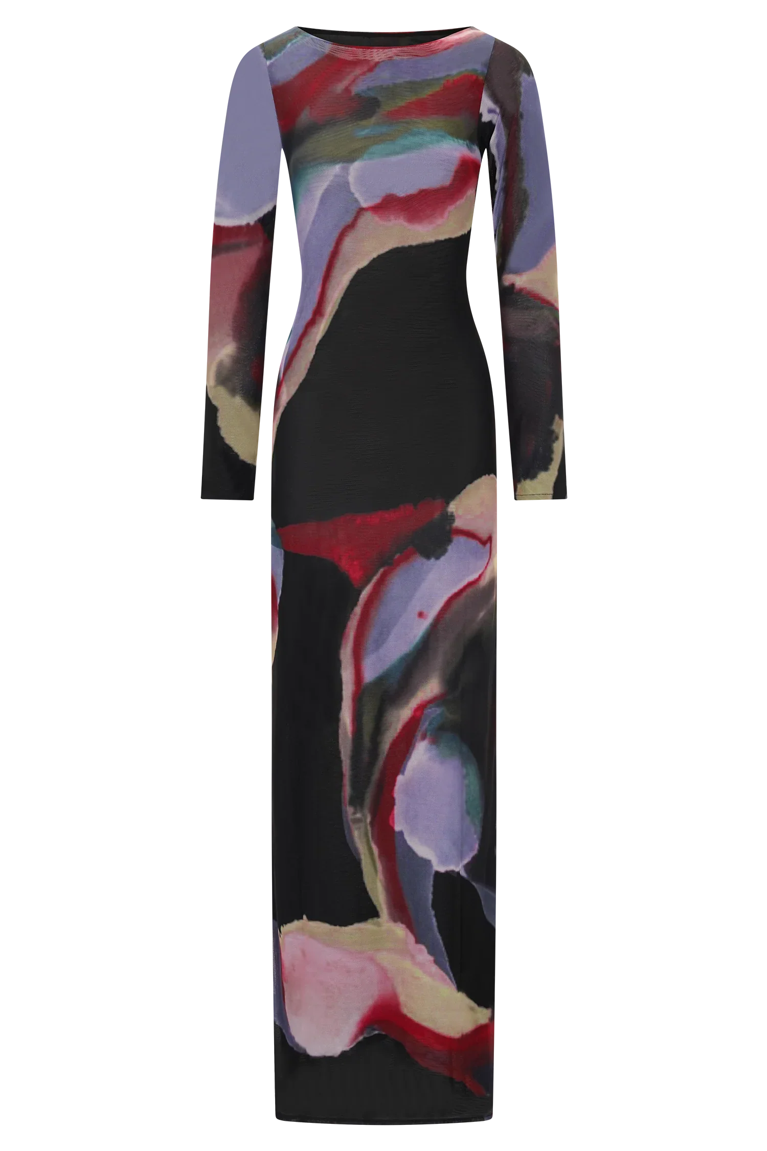 Soraya Long Sleeve Mesh Maxi Dress Multi Fluid Reverie Print