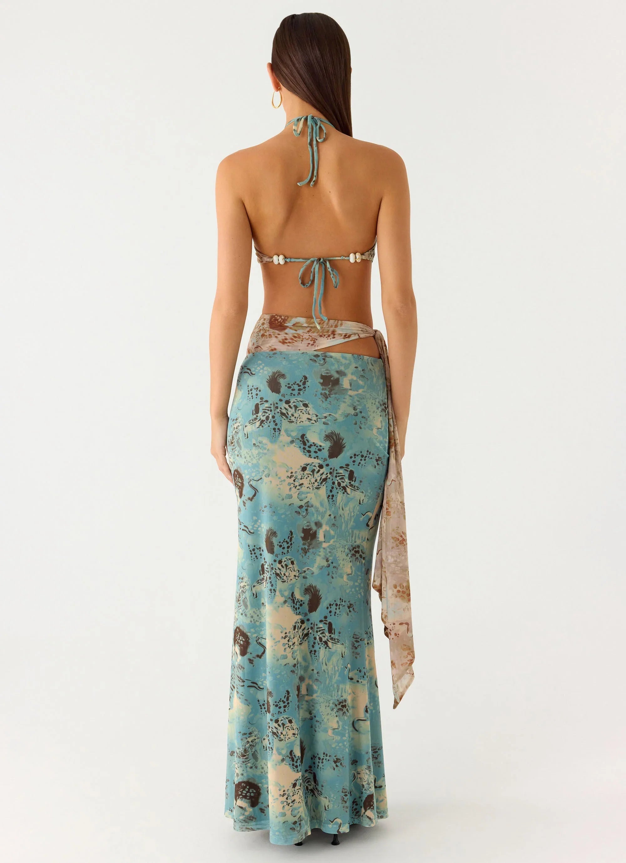 Rebel Beaded Maxi Dress Aqua Blur