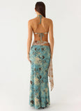 Rebel Beaded Maxi Dress Aqua Blur