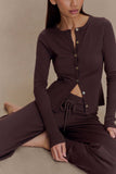 Reese Fitted Knit Cardigan Dark Chocolate