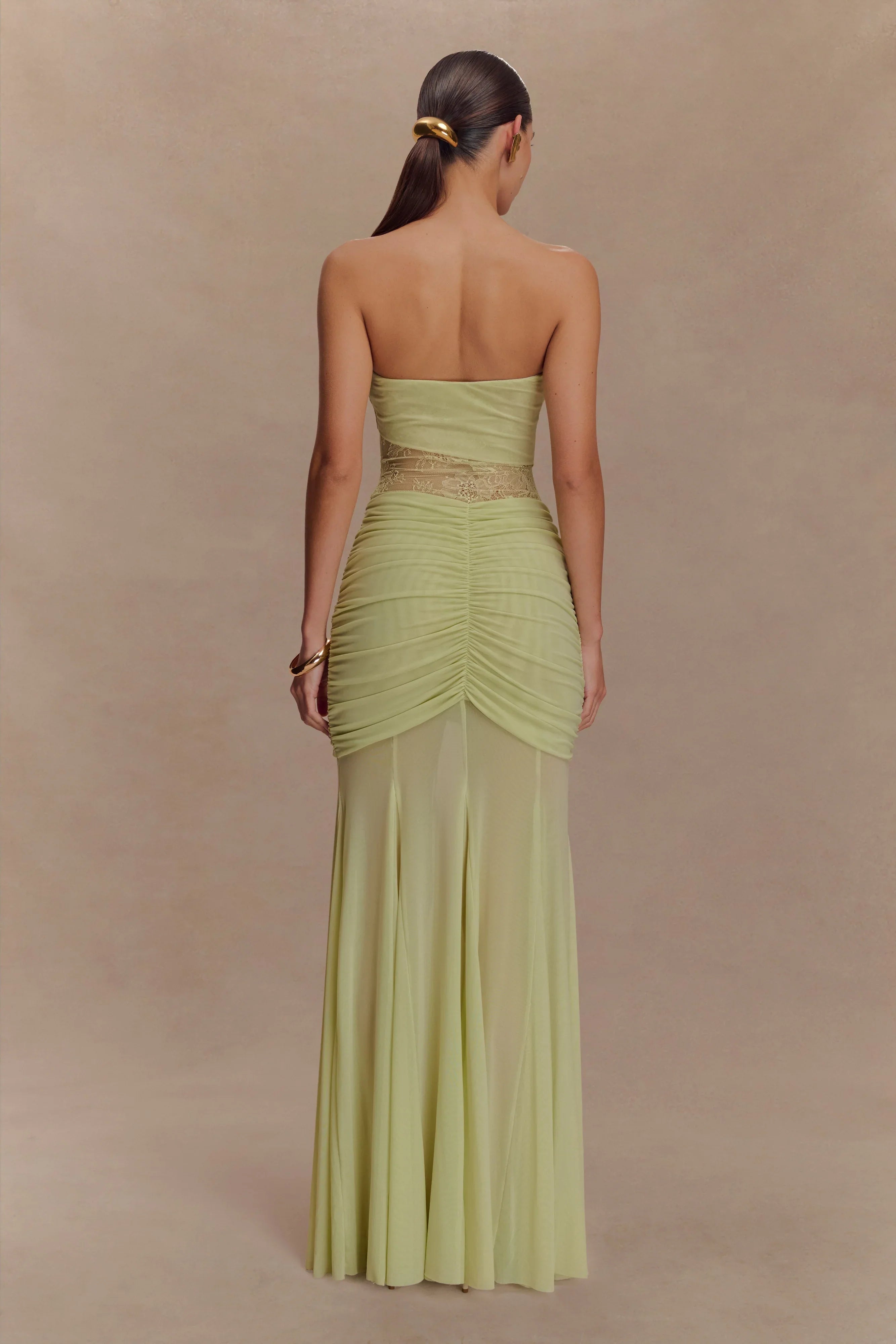 Khadijah Lace And Mesh Maxi Dress Sage