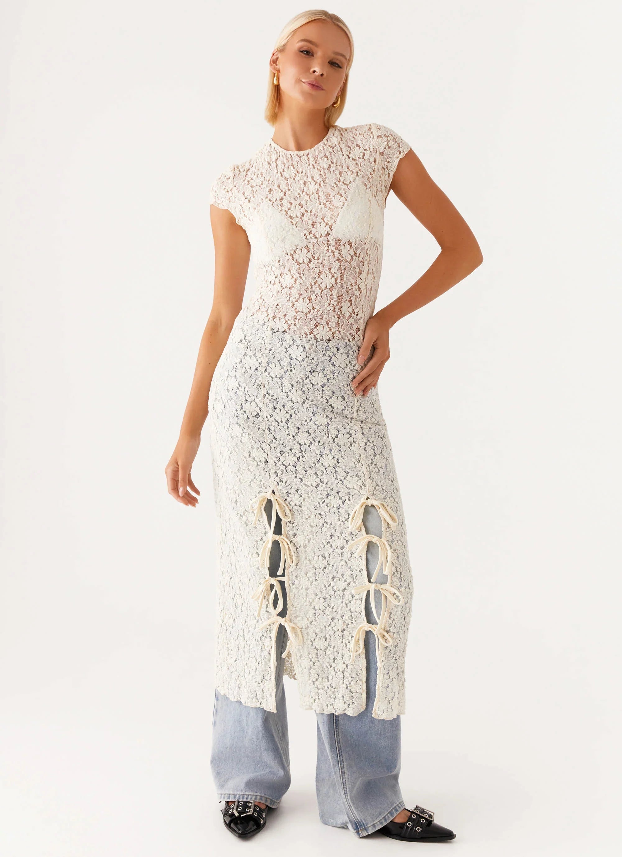 Gisele Lace Midi Dress Ivory