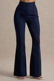Jada Navy Tailored Flared Leg Trousers