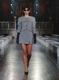 Grey Wool Tailored Mini Skirt