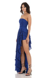 Asymmetrical Corset Dress in Blue