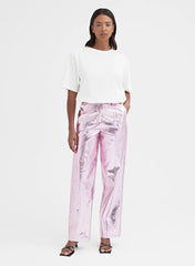 Pink Metallic Faux Leather Trouser
