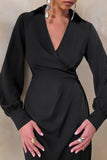 Vita Black Plunge Neck Wrap Maxi Dress